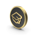 Graduation Cap Coin Logo Icon.H03.2k