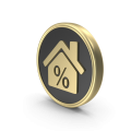 Home Loan Percent Symbol On Gold Coin.H03.2k